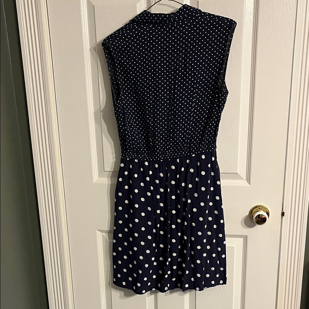 Merona Navy and White Polka Dot Sleeveless Wrap-Style Mini Dress - Picture 3 of 5